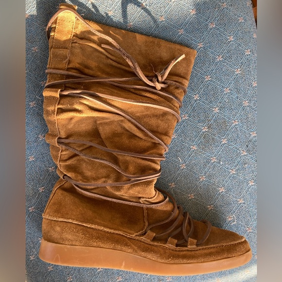 Michael Kors Moccasin Style Calf High Boots Shoes Brown Suede Womens 8 - Picture 12 of 14